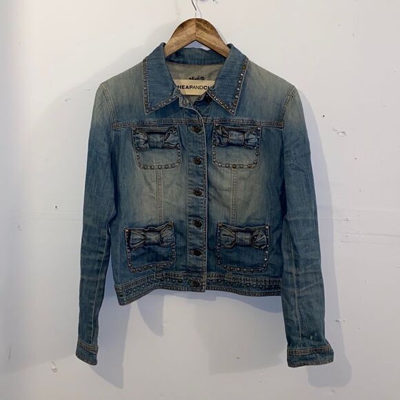 Moschino Cheap and Chic Studded Denim Jacket Size 8 - Picture 1 of 9